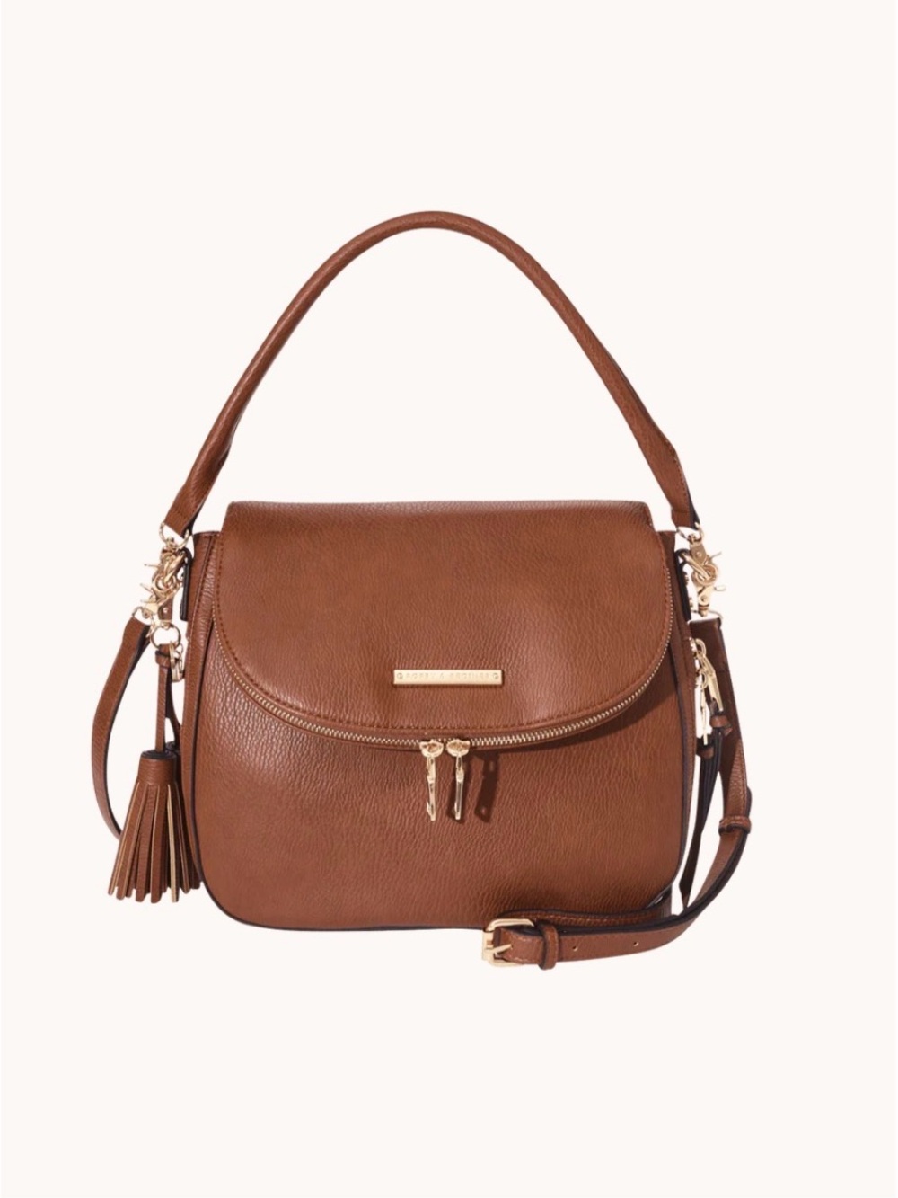 Poppy & Peonies Brown Leather-Look Top Handle Shoulder Bag